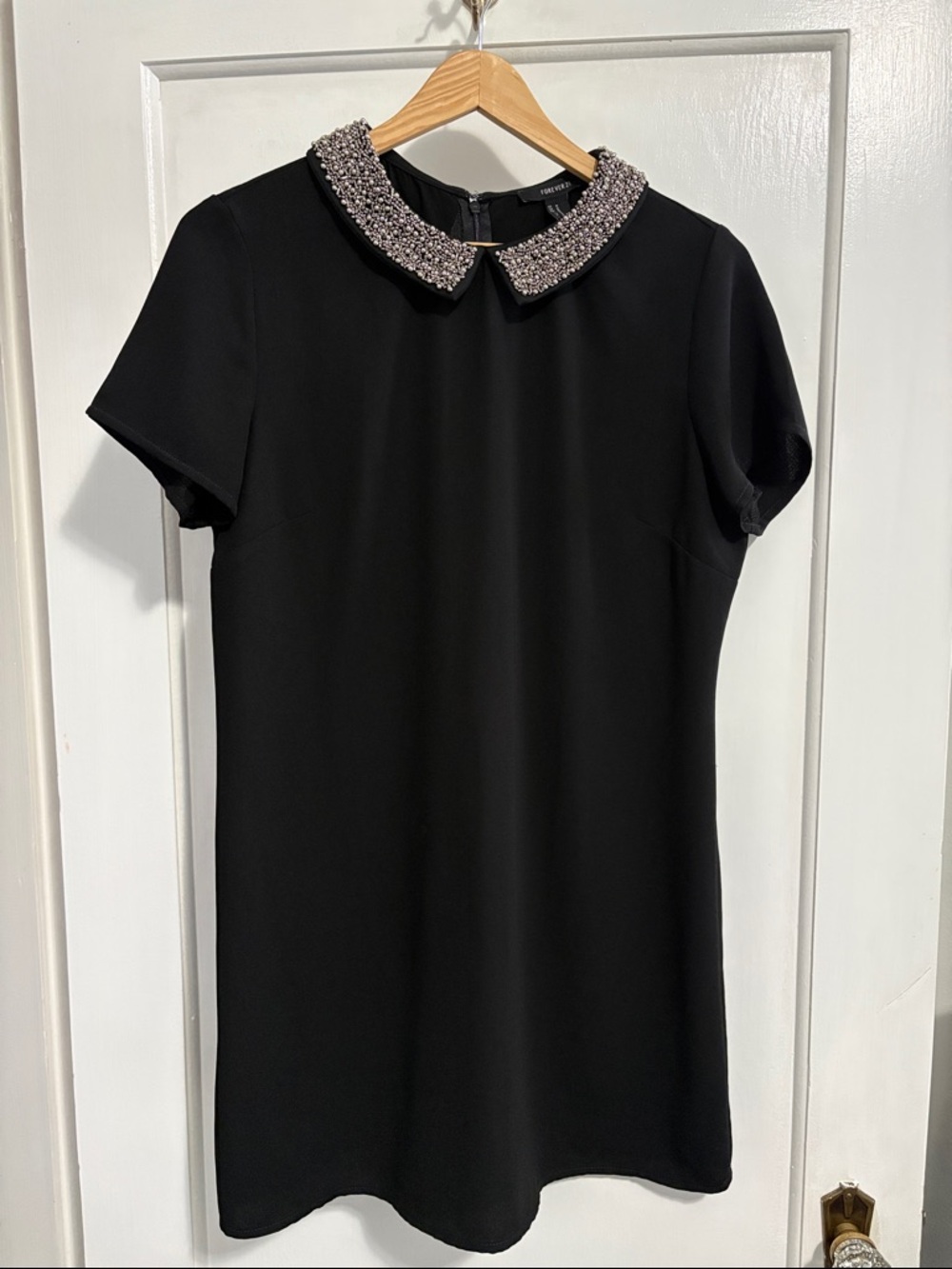 Forever 21 Black Shift Dress with Beaded Peter-Pan Collar